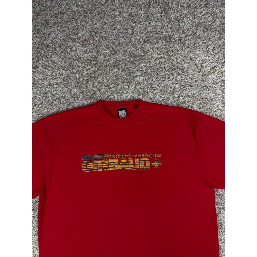 Vintage Marithe Francois Girbaud XXL Red Distressed Logo Tee Y2K Hip Hop Skate - Picture 2 of 9